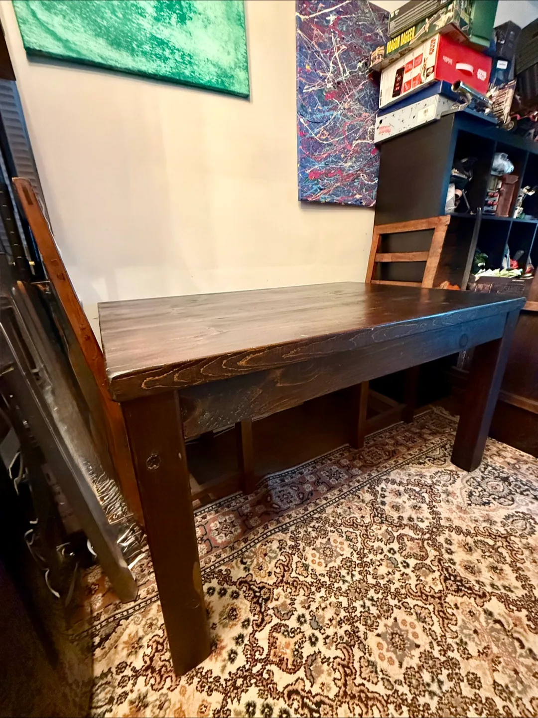 Dark Wood Dining Table with Chairs thumbnail