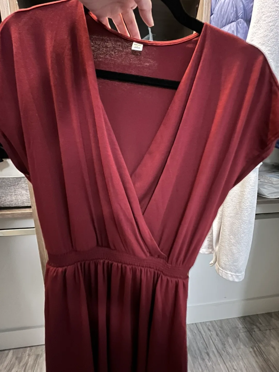 Uniqlo Maroon V-Neck Dress - Size Small image indicator(4)