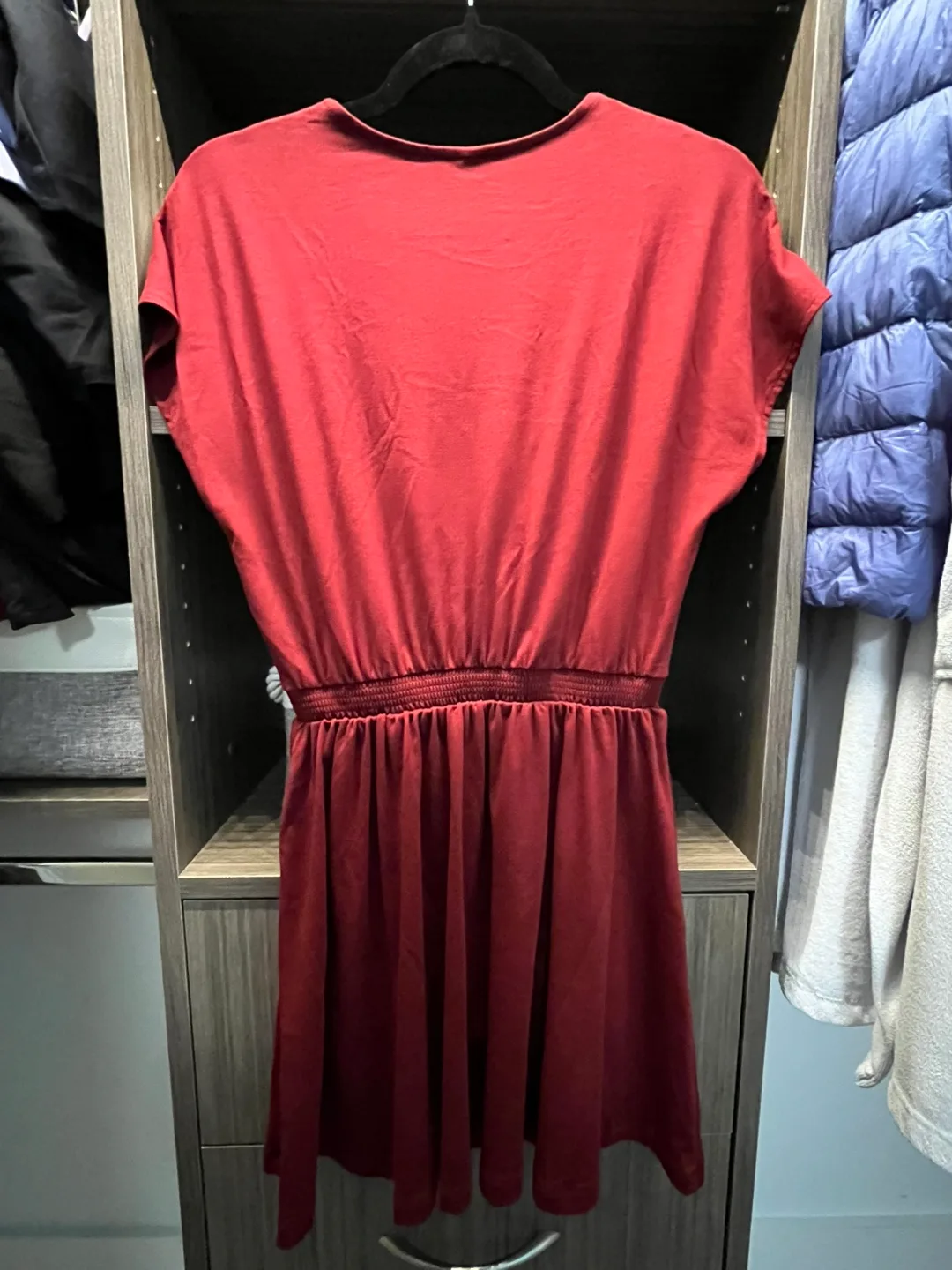 Uniqlo Maroon V-Neck Dress - Size Small image indicator(3)