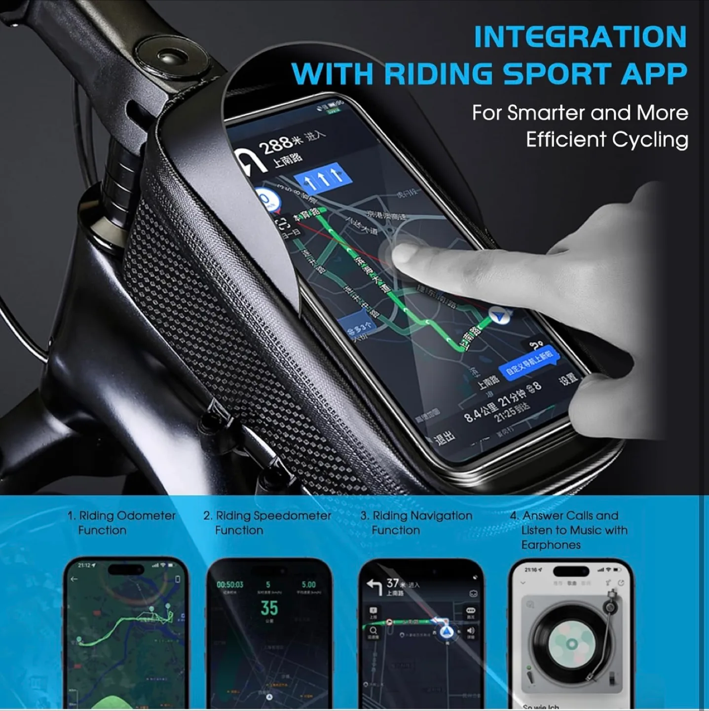 Bike Handlebar Bag - Waterproof Phone Mount image indicator(5)