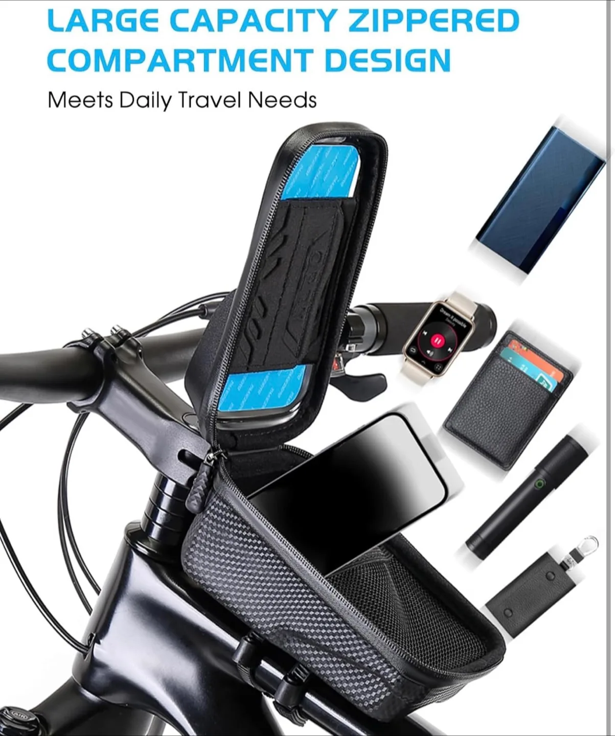 Bike Handlebar Bag - Waterproof Phone Mount image indicator(8)