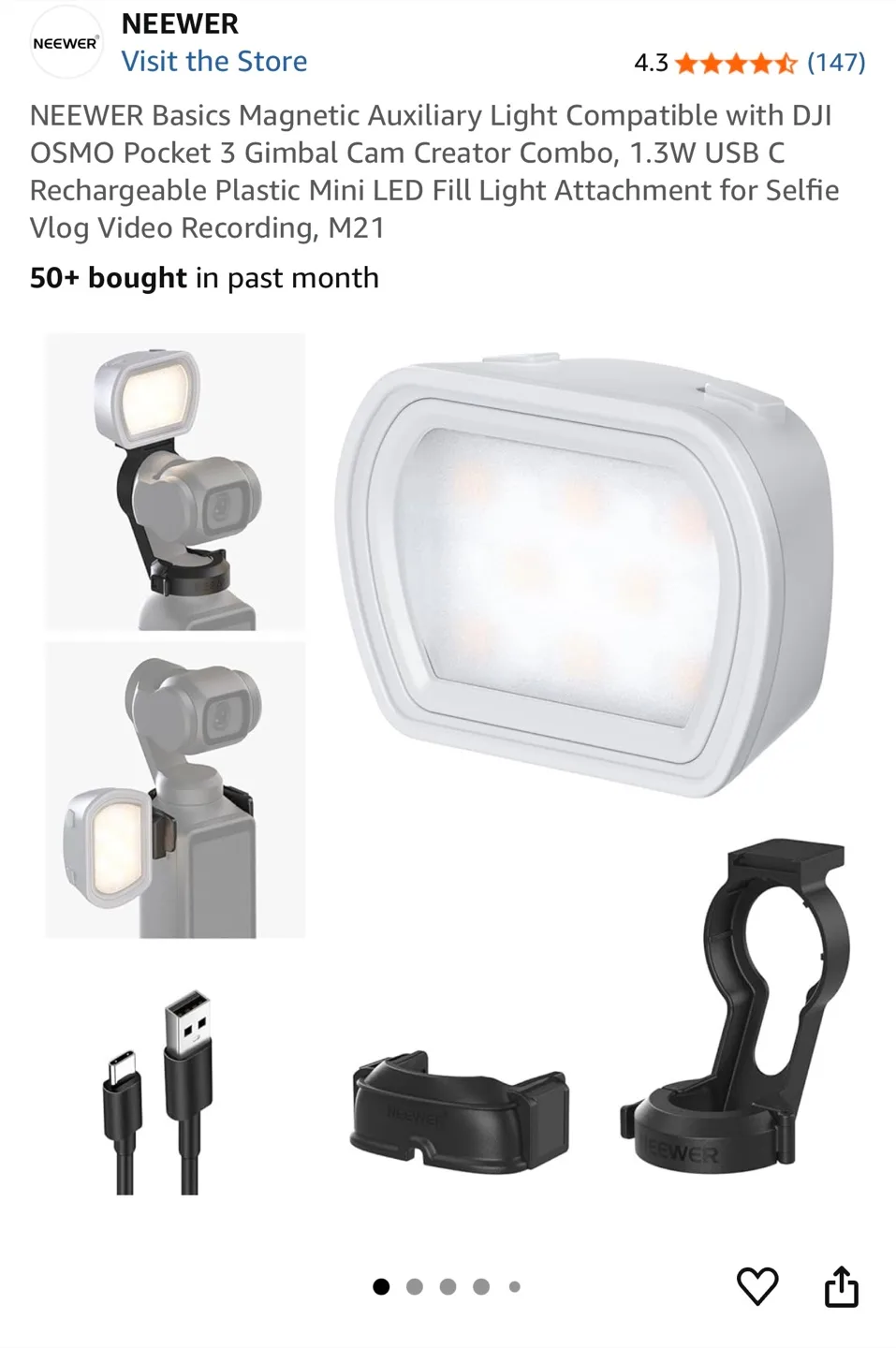 NEEWER Mini LED Fill Light for DJI Osmo Pocket 3 - New! image indicator(2)