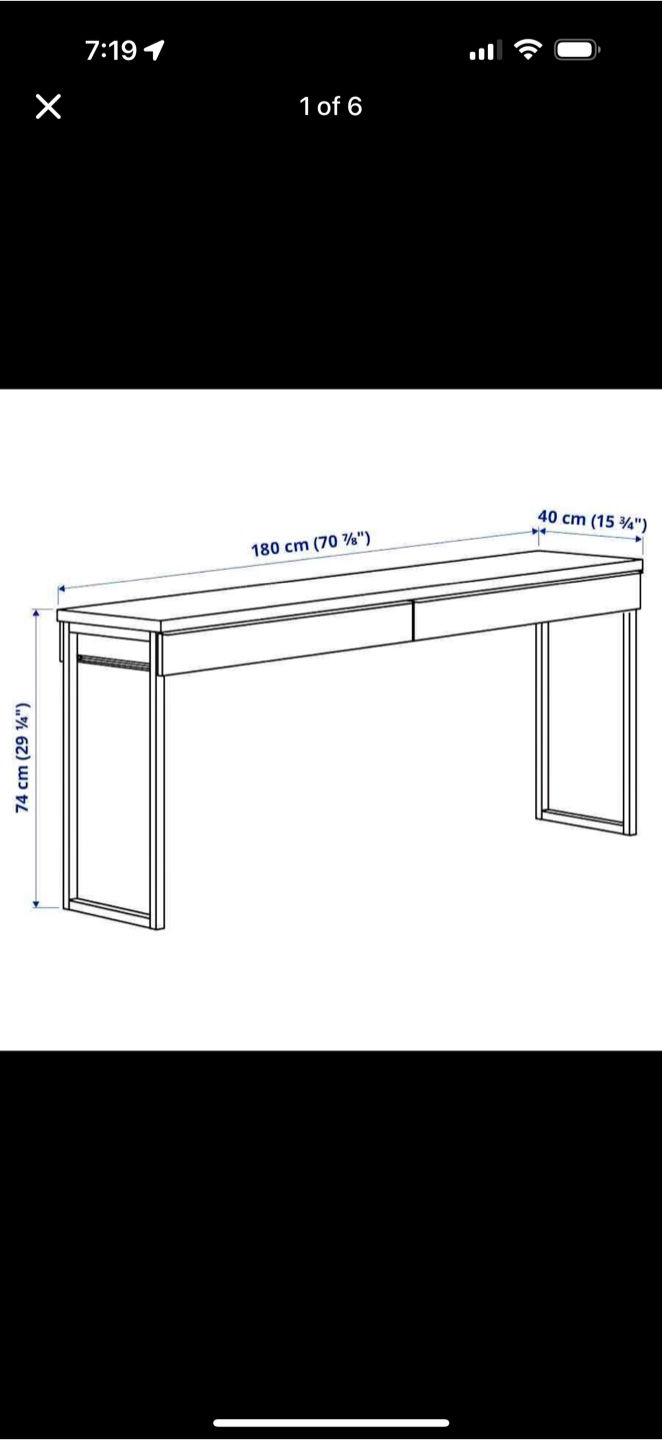 IKEA desk, black, 180cm long - photo 3