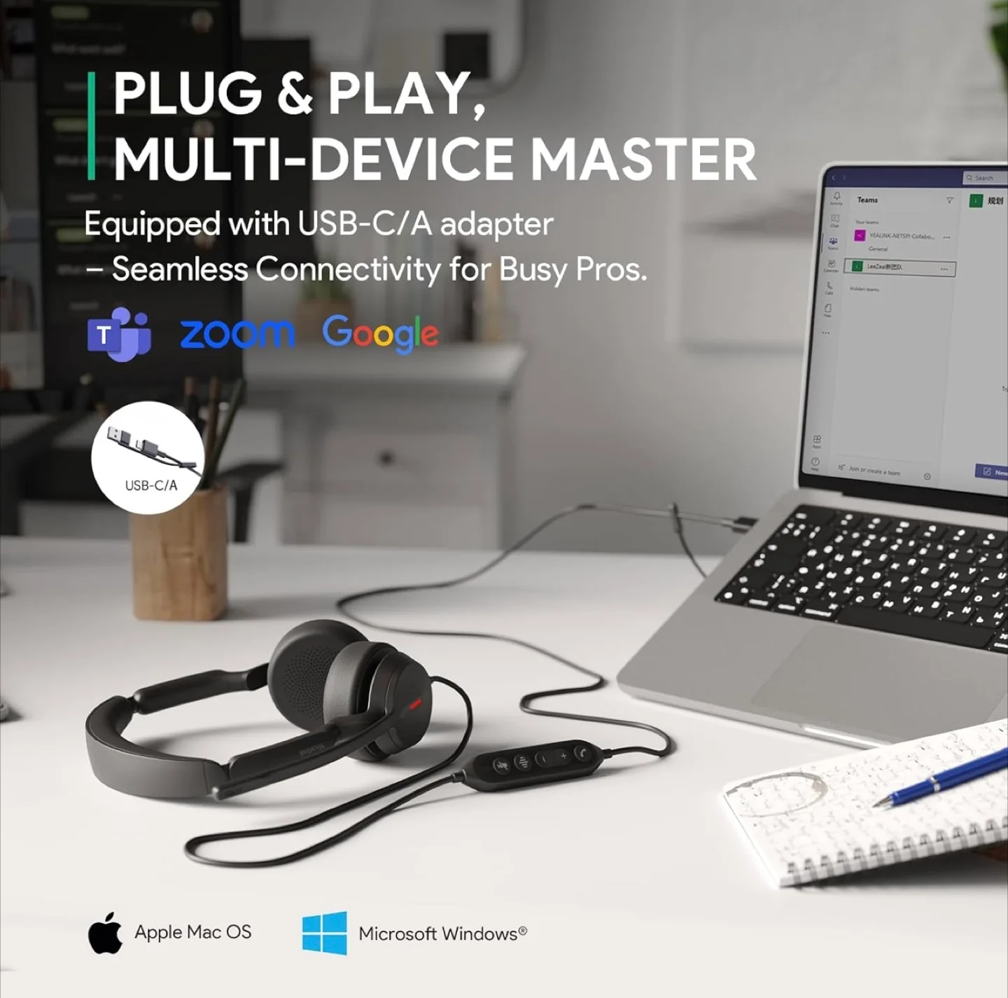 Yealink UH44 USB Wired Headset - NEW image indicator(6)