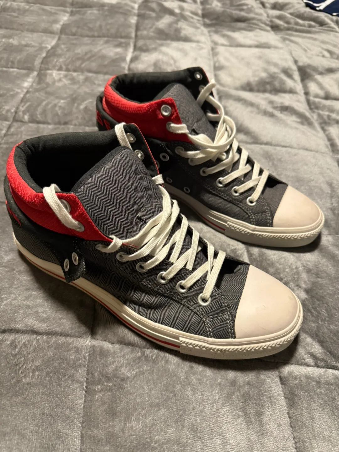 Converse All Star High Top Sneakers - Grey & Red thumbnail