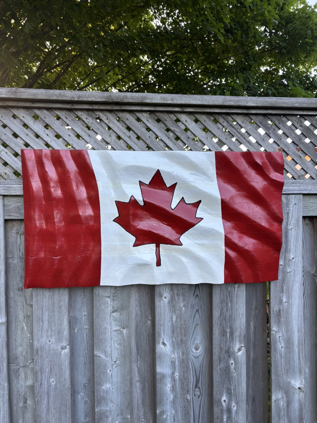 Wavy Wooden Canada Flag