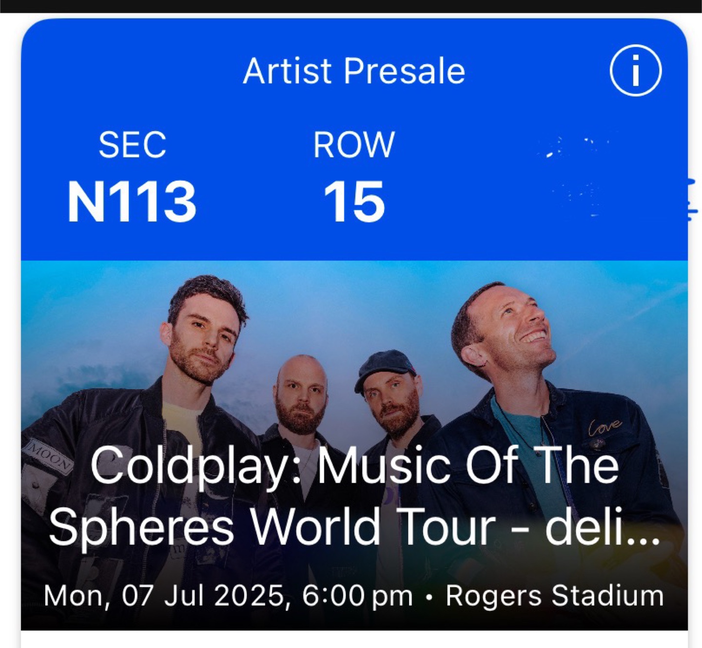 🎶 Coldplay Toronto – Premium Lower Bowl Tickets (July 7 & 8)