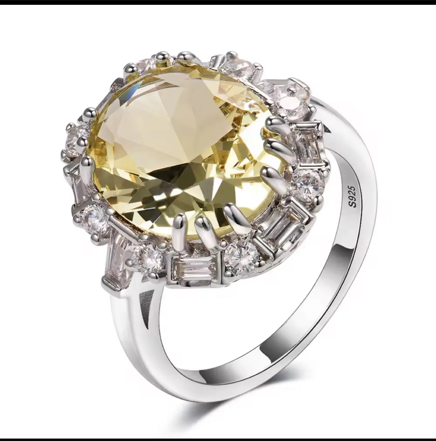 Yellow Gemstone Ring S925 Silver thumbnail