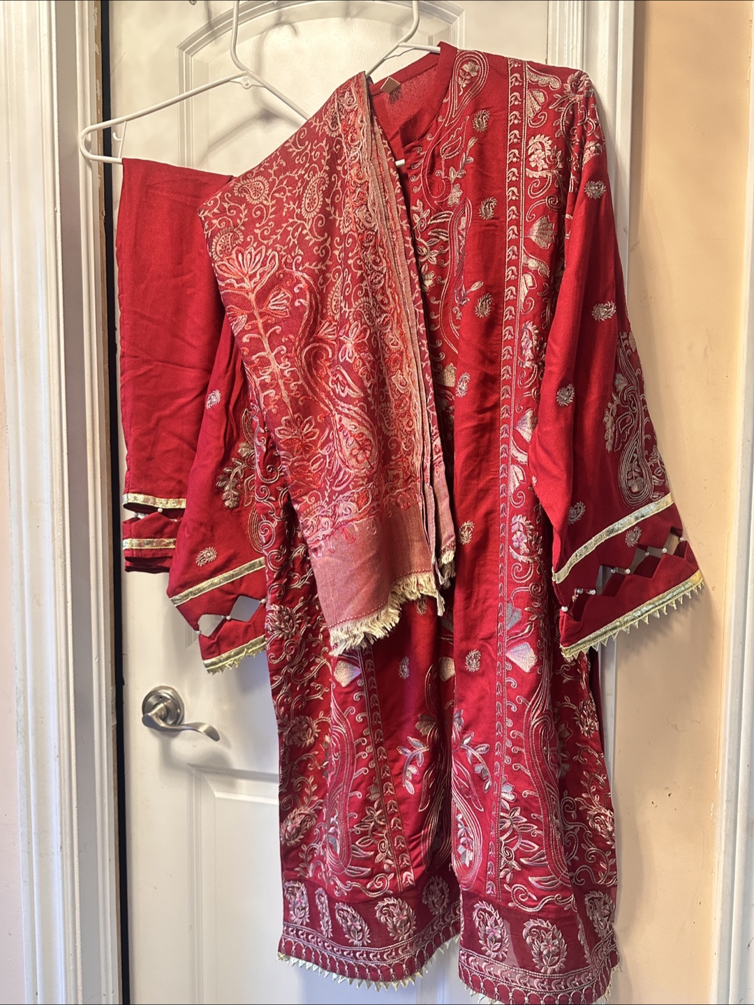 Red Embroidered Shalwar Kameez Suit