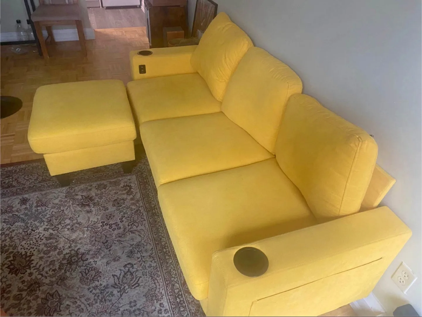 Yellow Sofa with Ottoman image indicator(2)