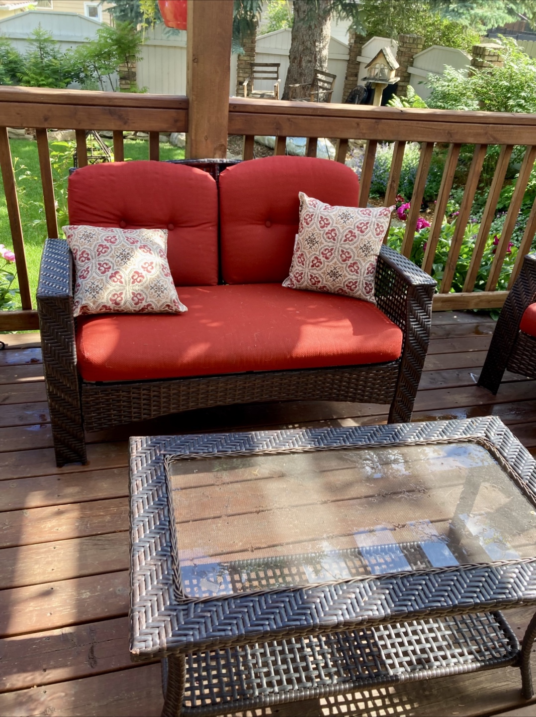 Outdoor Wicker Patio Set - Red Cushions - photo 2