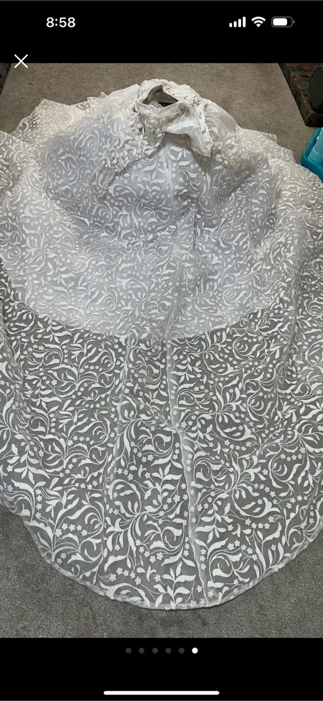 Wedding Dress - White, Floral Pattern image indicator(7)