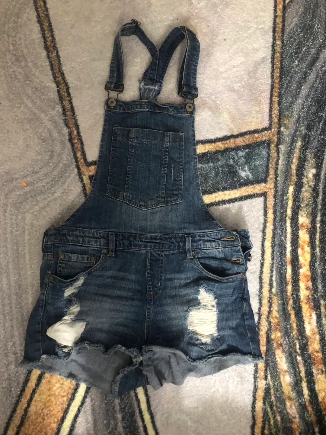Distressed Denim Overalls - Size Medium thumbnail