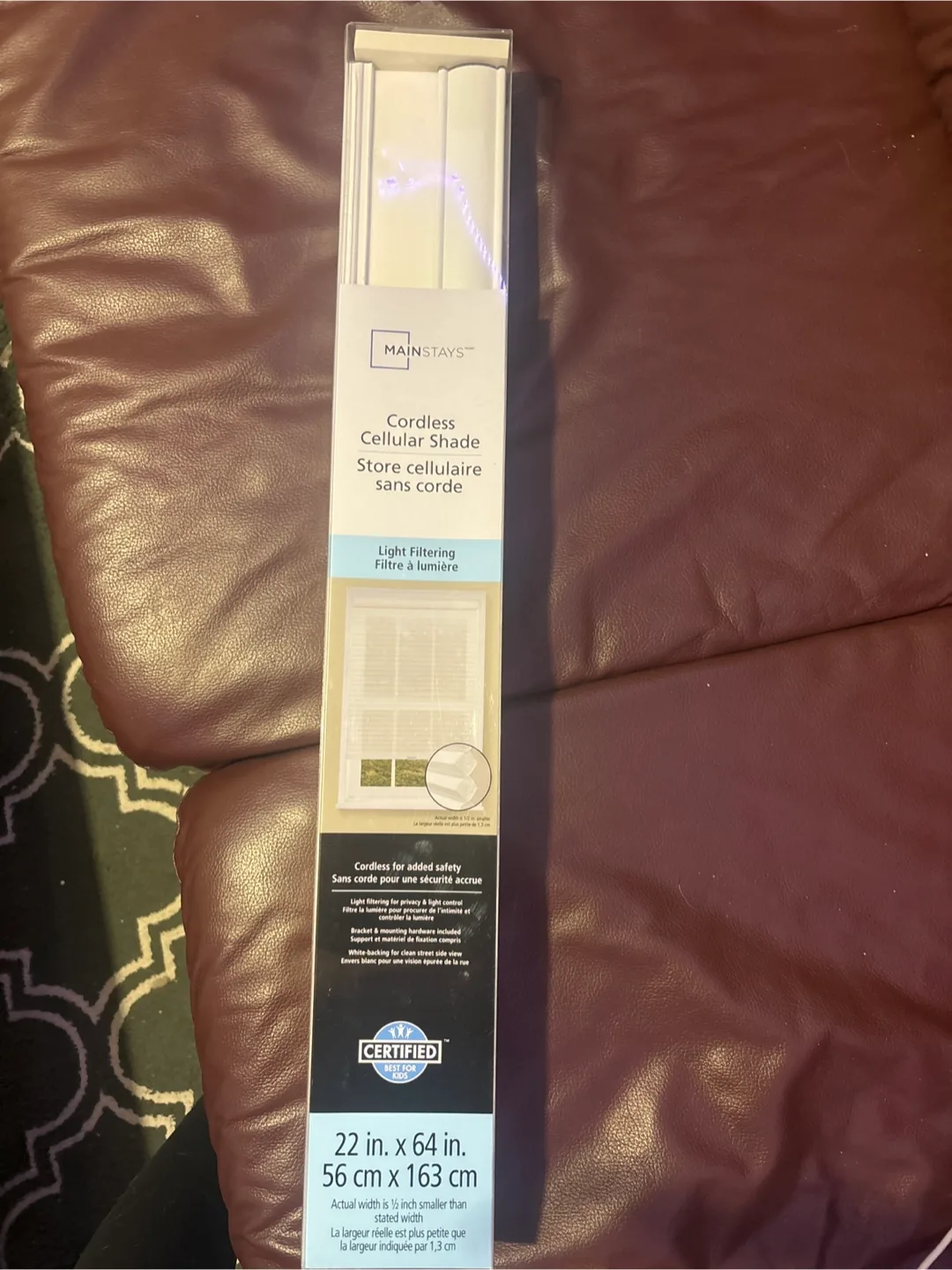 Mainstays Cordless Cellular Shade - 22x64 inches image indicator(2)