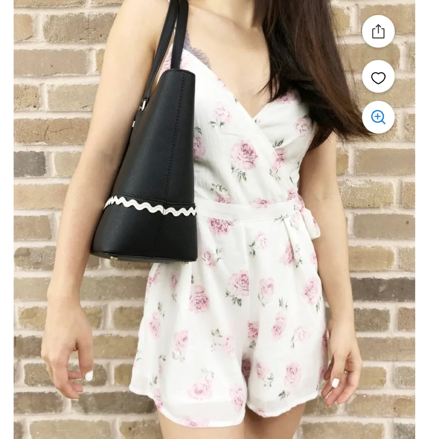 Abercrombie & Fitch Floral Surplice Wrap Lined Romper Sz L Tall thumbnail