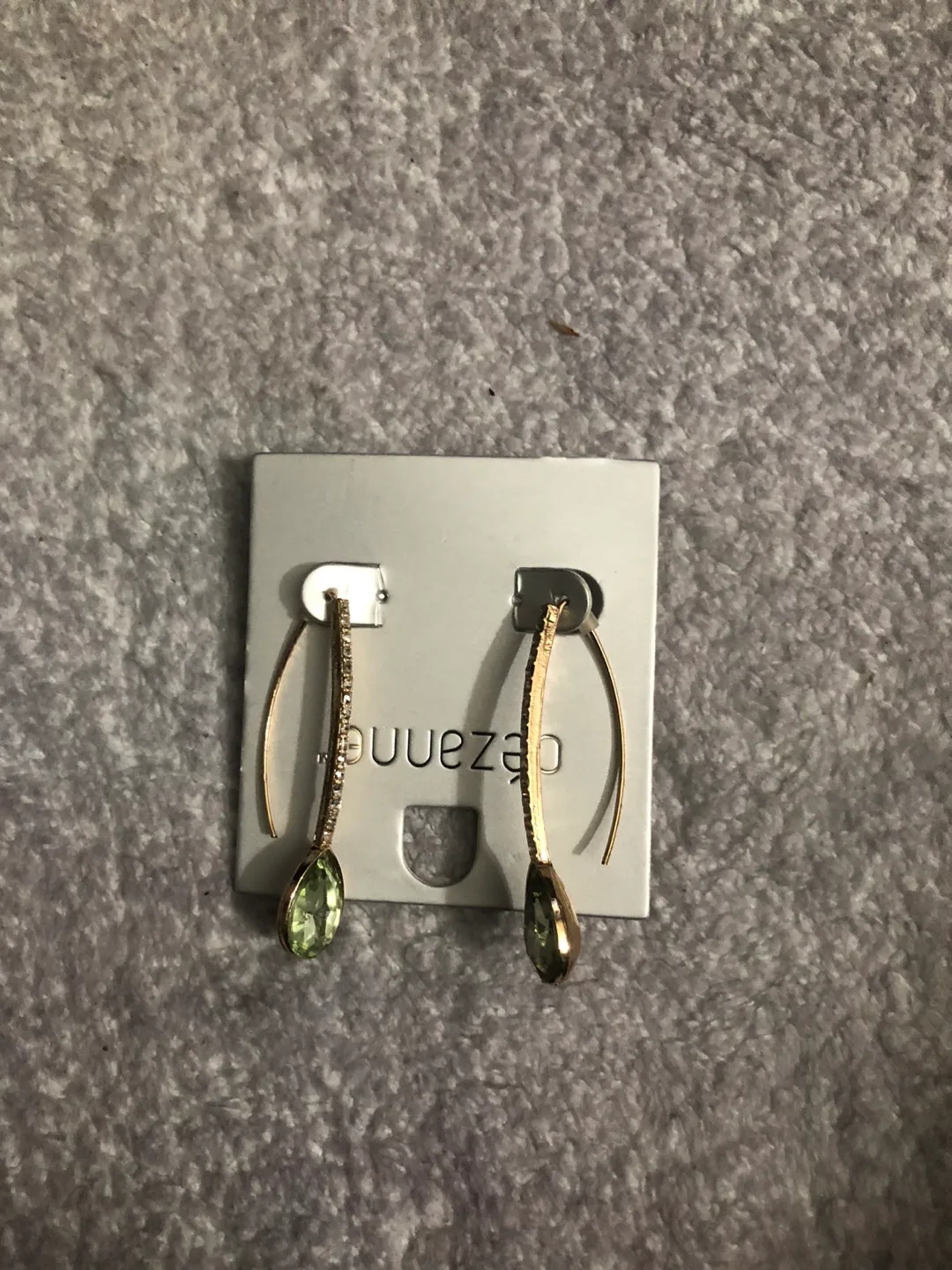 Cezanne Earrings - Gold with Green Stone thumbnail