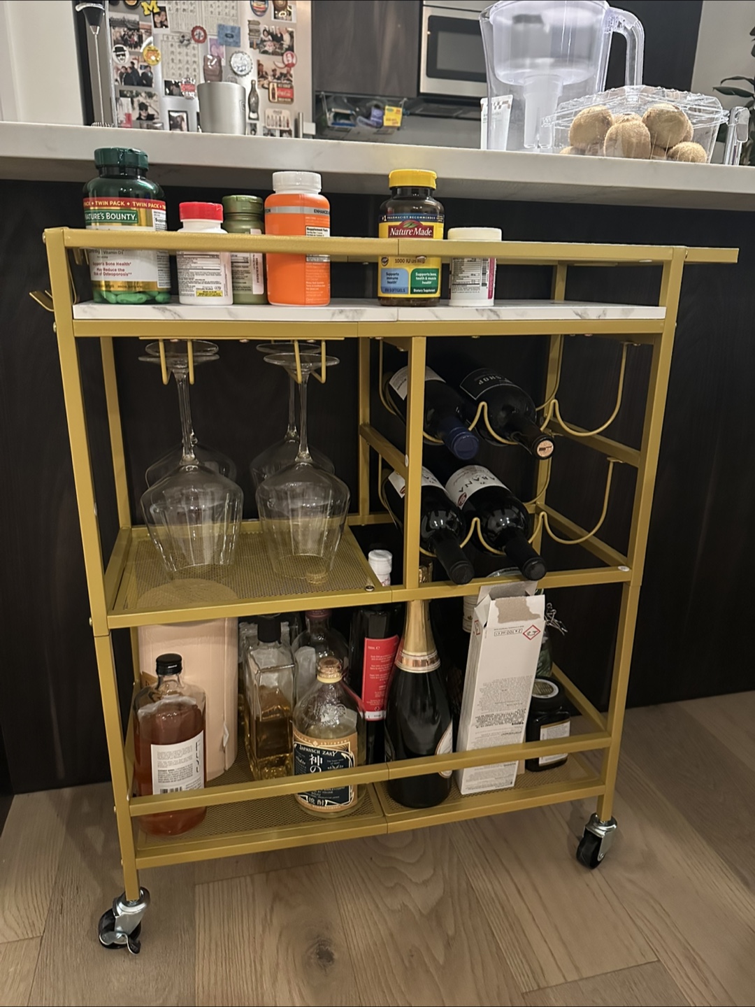 Gold Rolling Bar Cart - photo 2