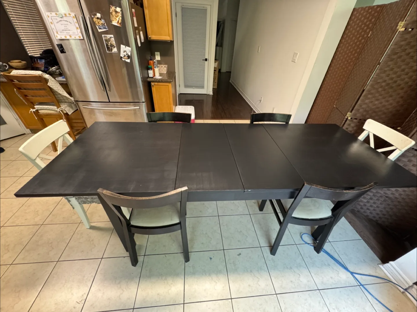 Extendable Black Dining Table with Chairs thumbnail