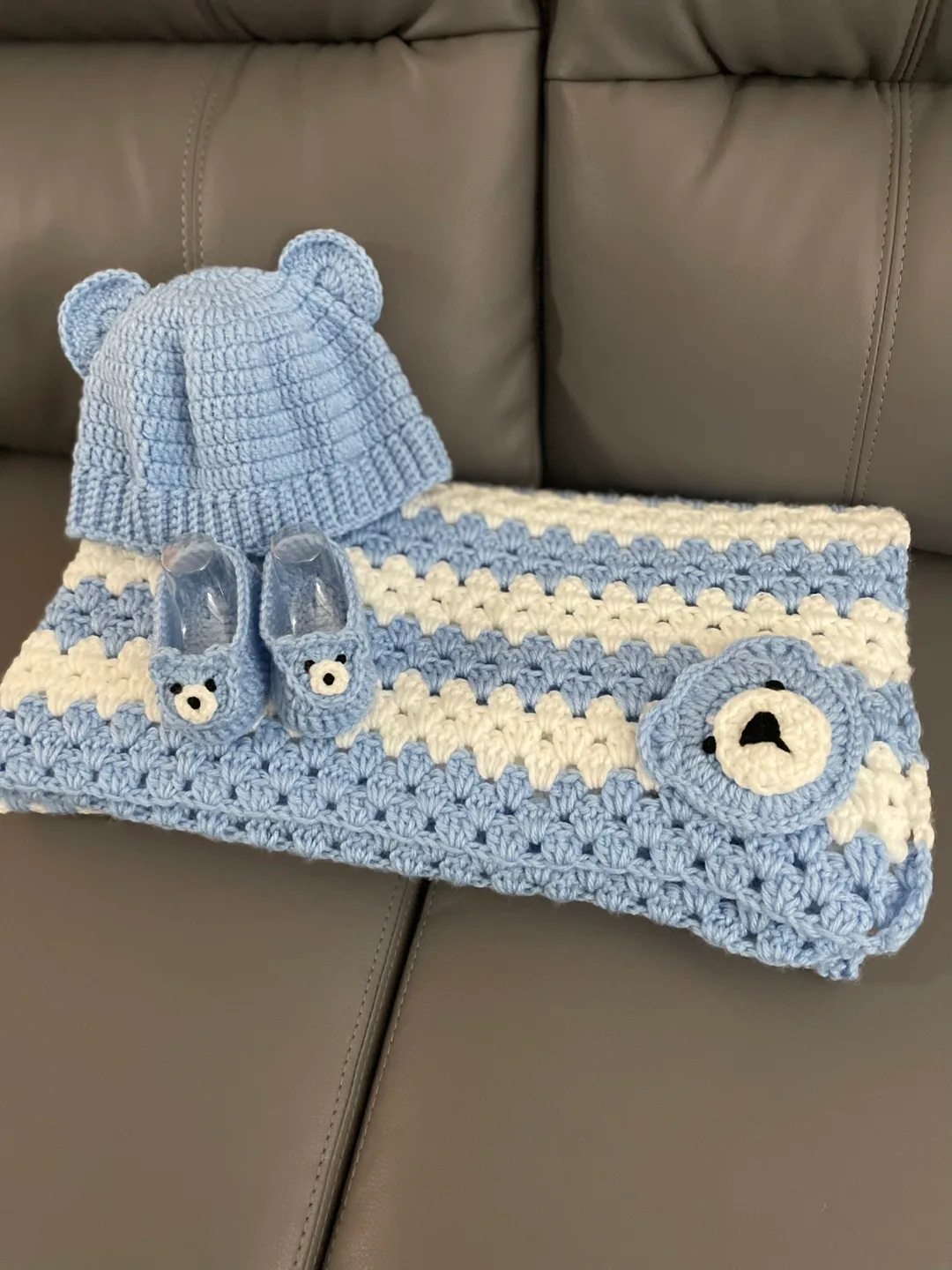 4pc Baby boy crocheted Blanket set. image indicator(3)