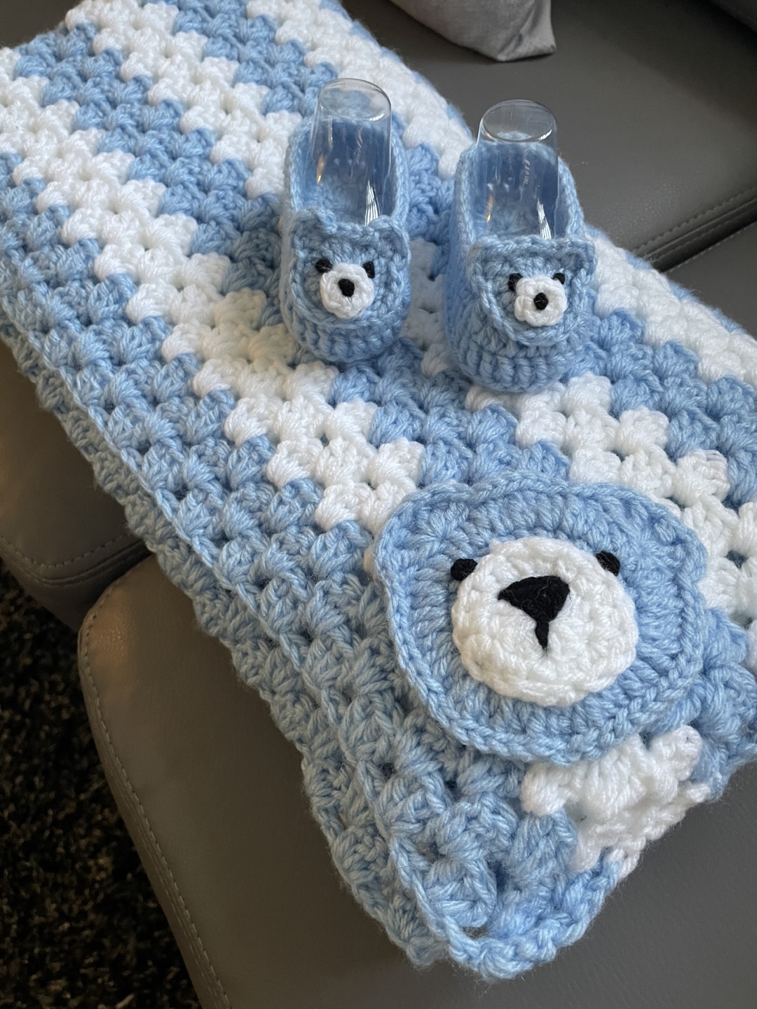 4pc Baby boy crocheted Blanket set.