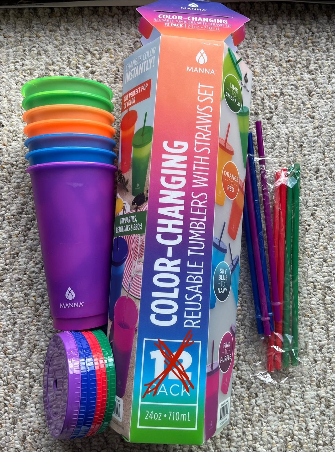Manna Color-Changing Tumblers with Straws and Lids