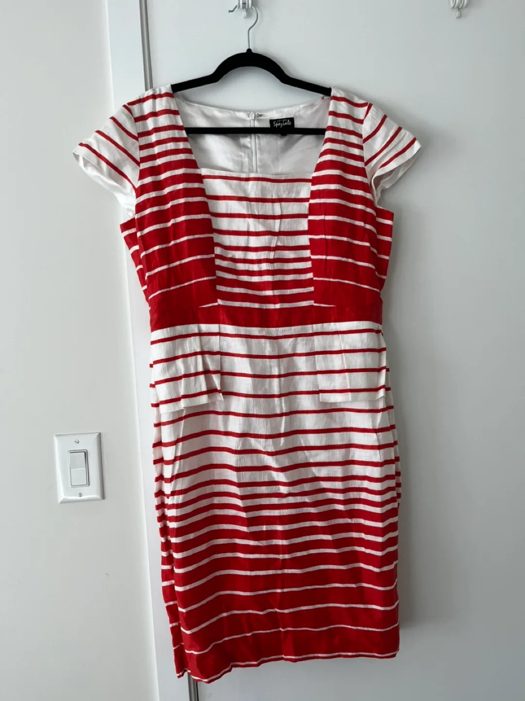 Per Una Speziale Red & White Striped Dress - Size 16 thumbnail