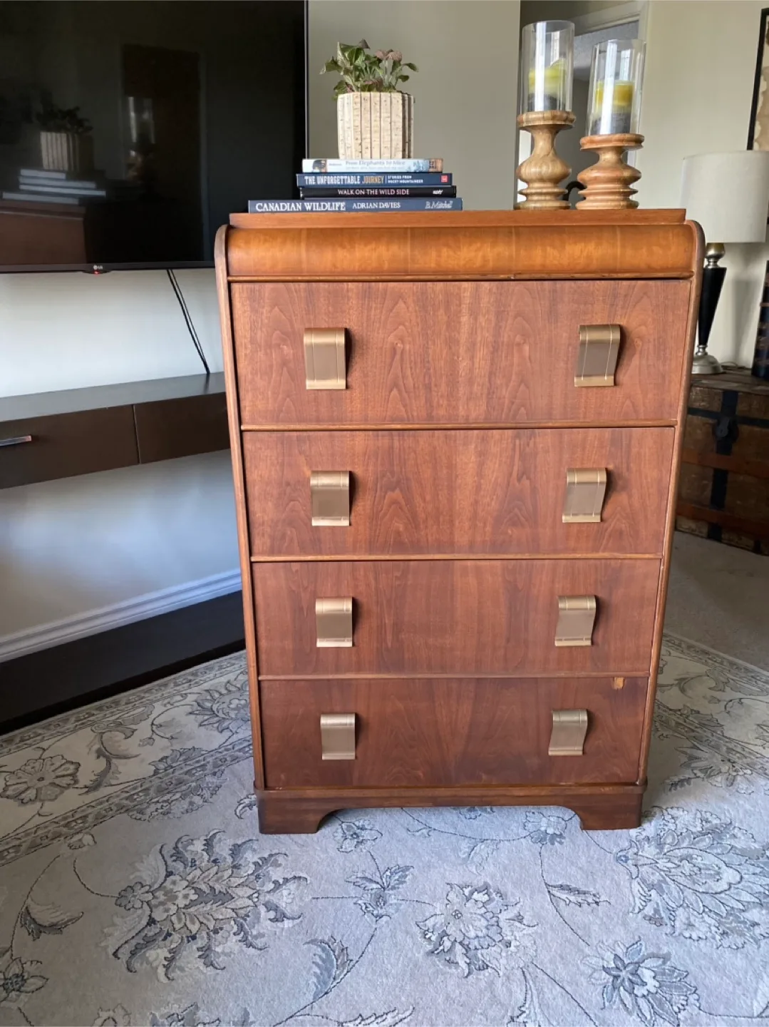 Vintage Wooden 4-Drawer Dresser thumbnail