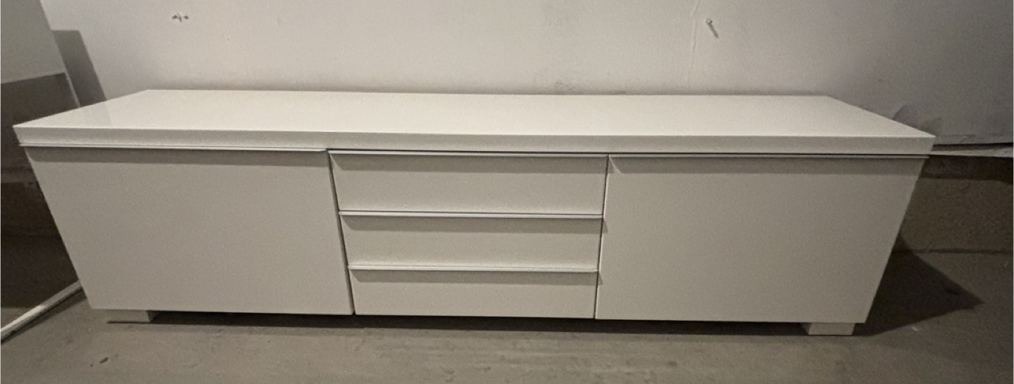 White Storage Cabinet tv media 180cm length