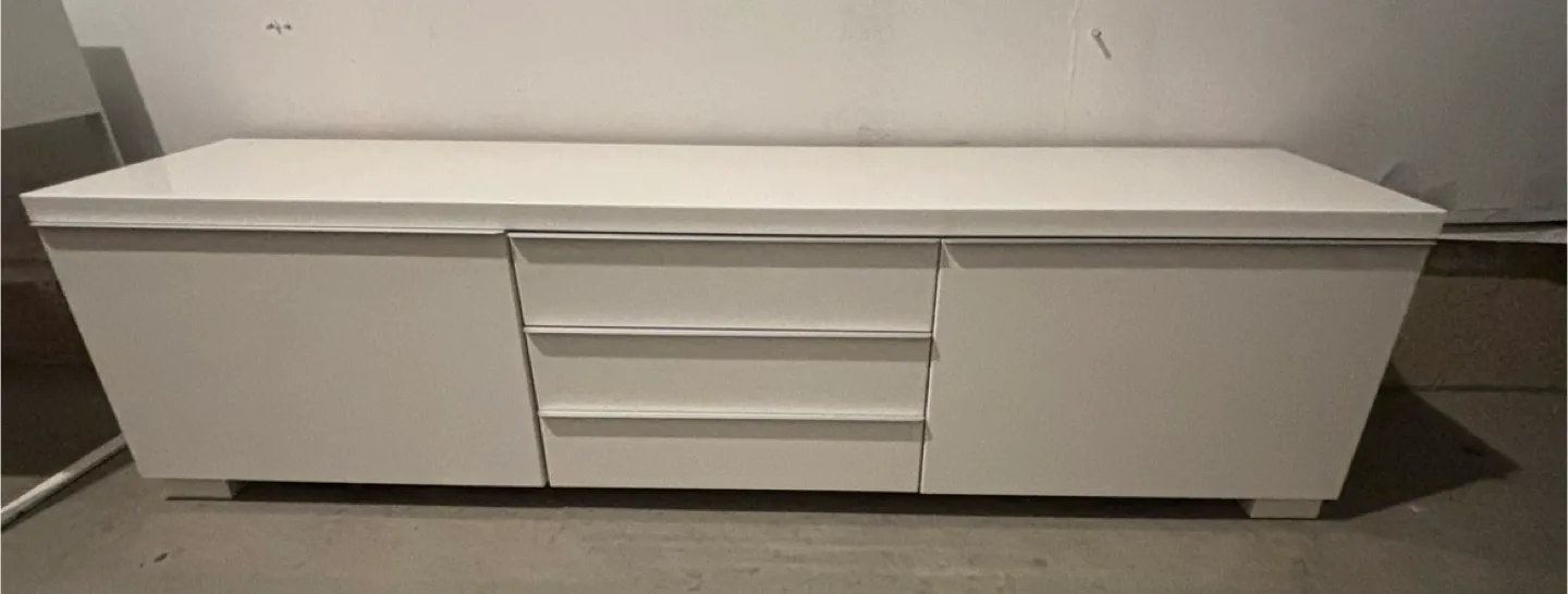 White Storage Cabinet tv media 180cm length thumbnail