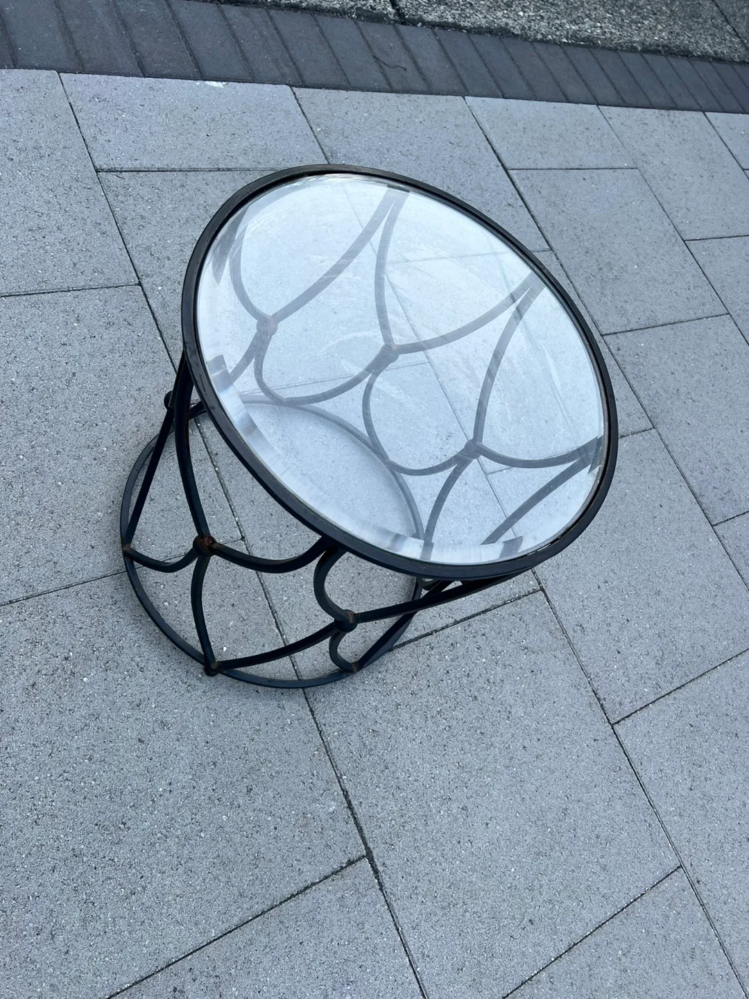 Round Glass Top Side Table, removable glass thumbnail