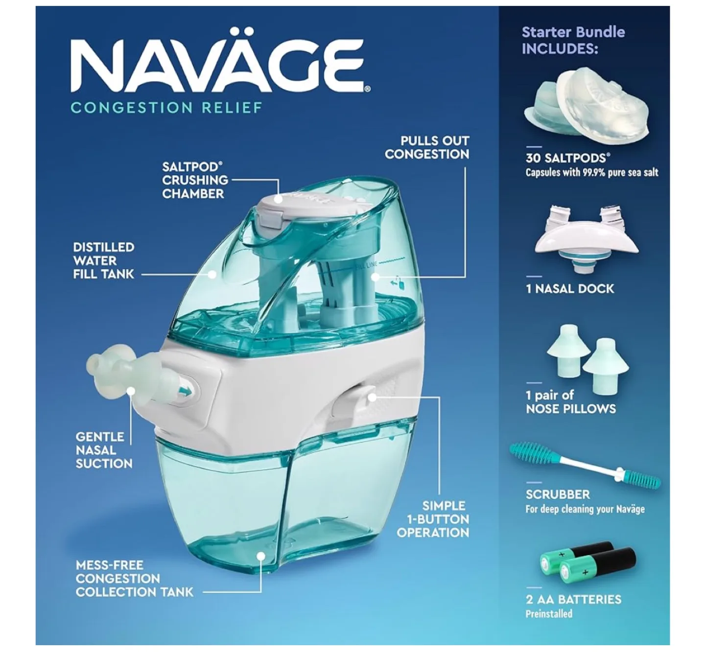 Navage Starter Bundle - - Saline Nasal Rinse Kit image indicator(6)