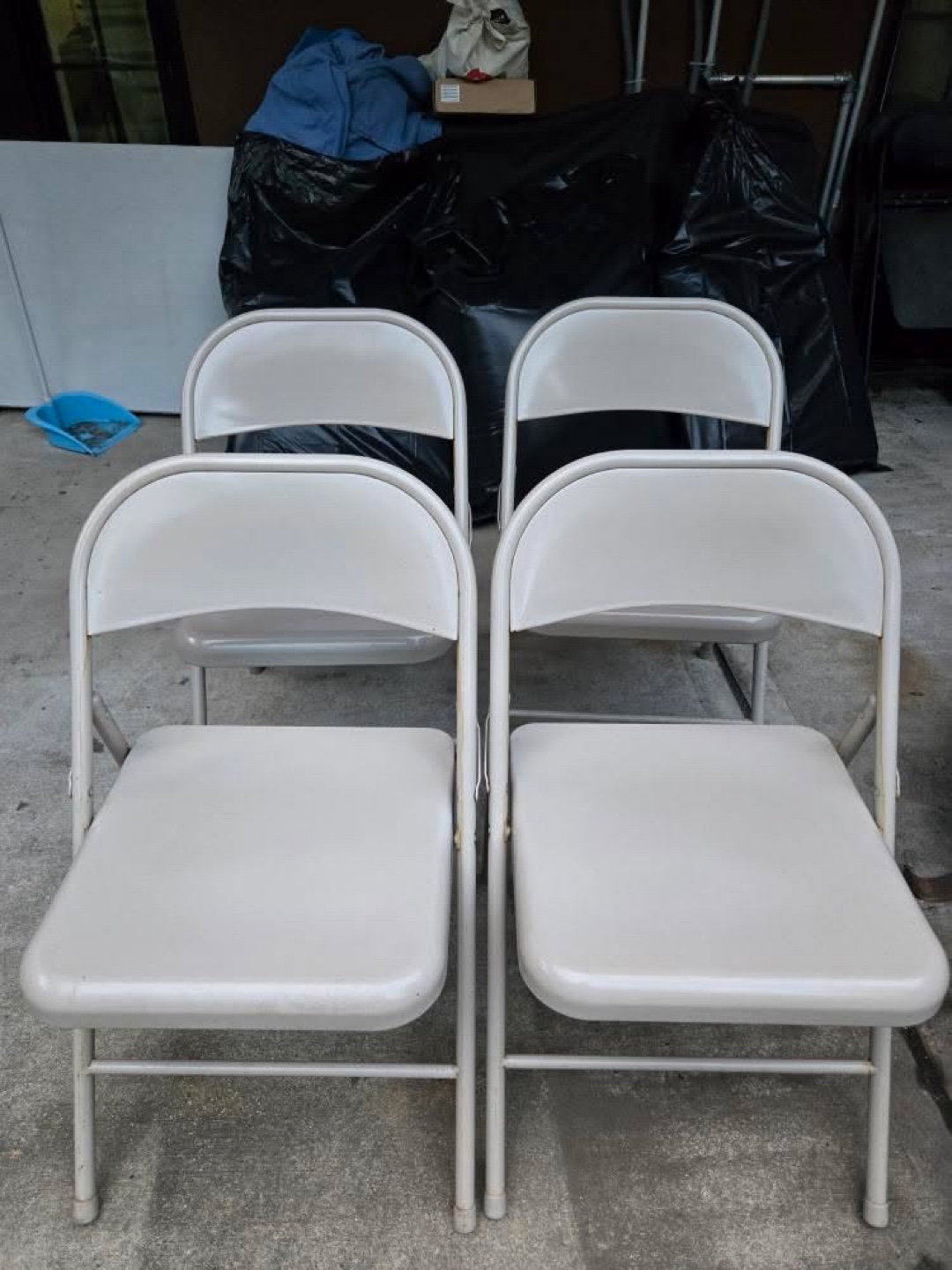Four Folding Chairs - Metal Frame