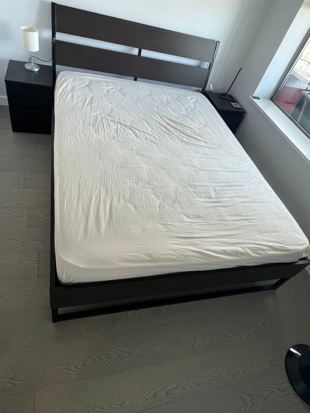 IKEA Bed Frame - Queen Size with 2 night stands and mattress