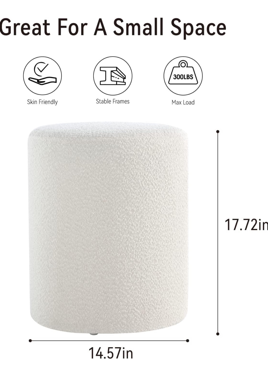 White Round Boucle Ottoman Foot Rest - photo 3