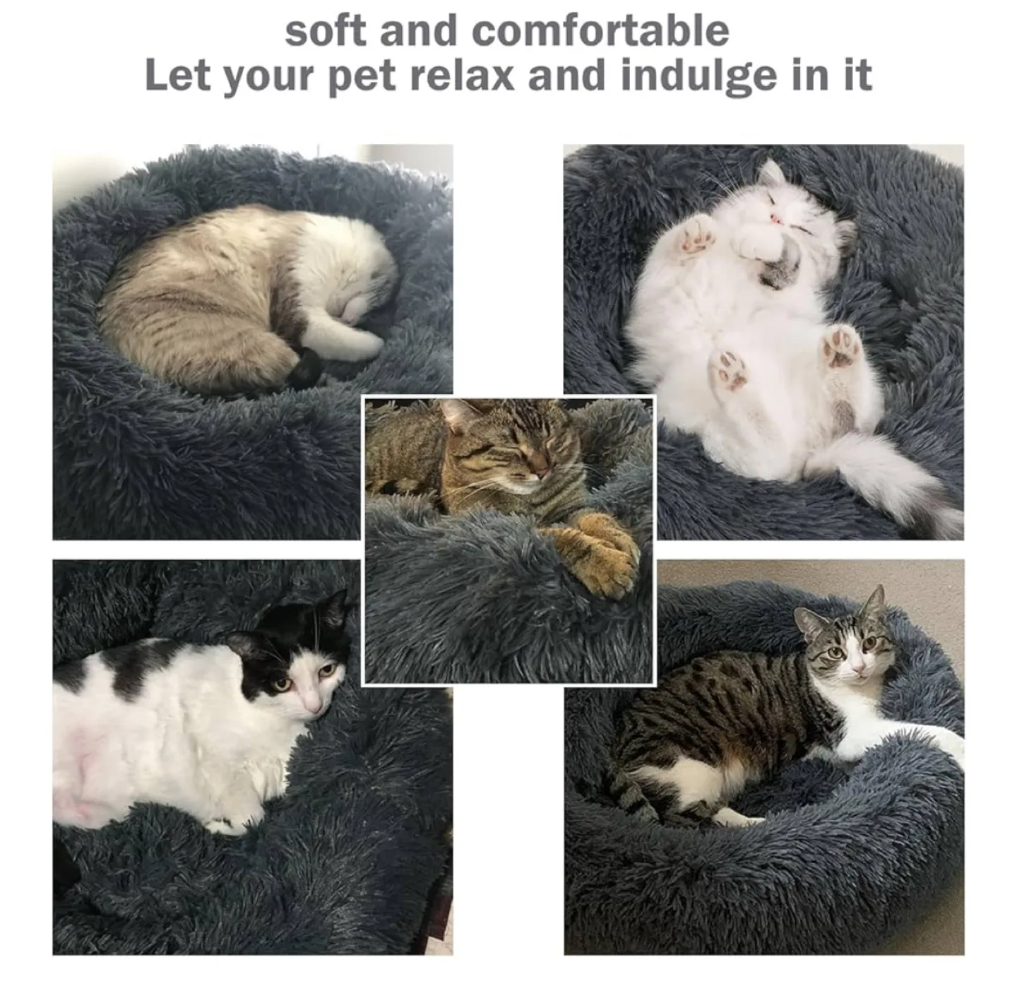 Nepfaivy Calming Pet Bed - Dark Grey, Size M image indicator(4)