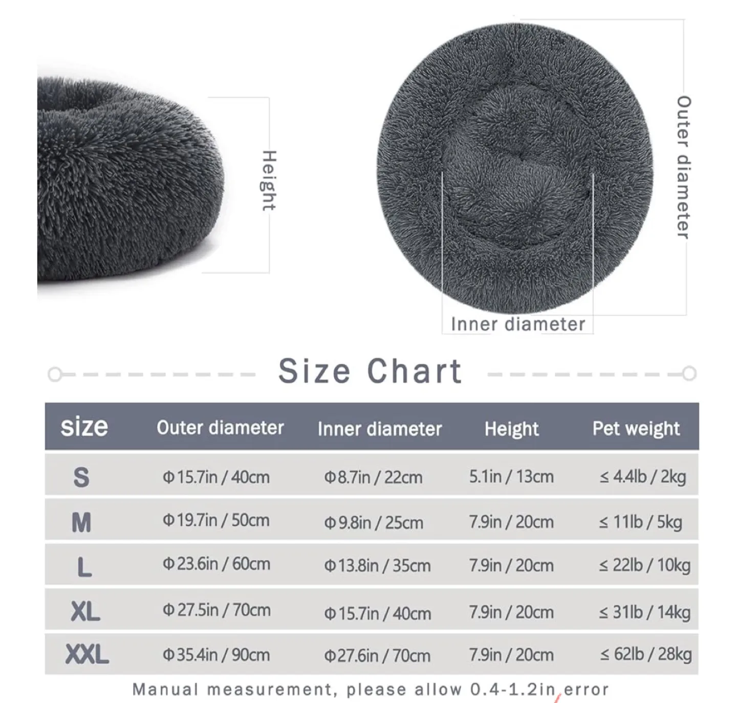 Nepfaivy Calming Pet Bed - Dark Grey, Size M image indicator(3)