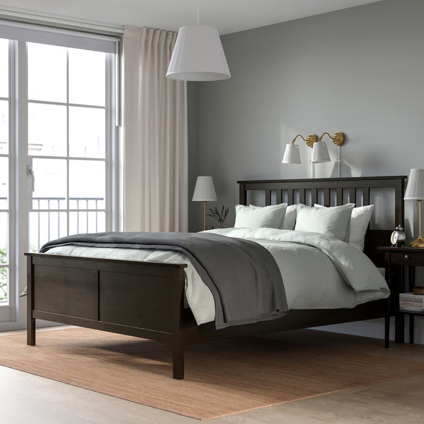 Bed frame, black-brown/Luröy, Queen - photo 2