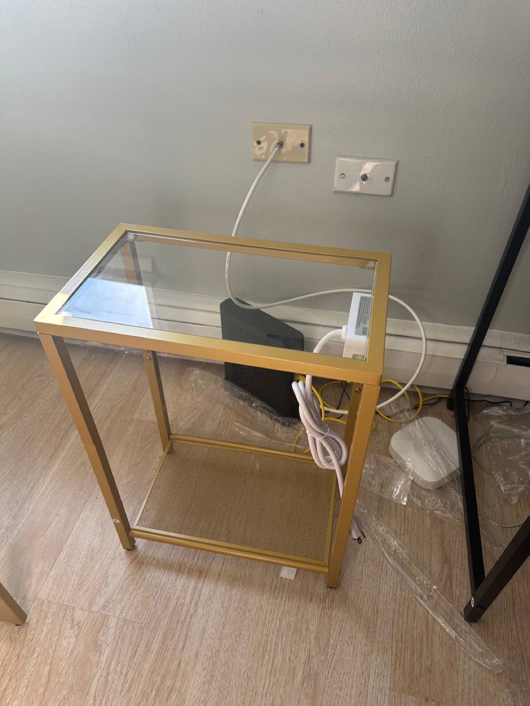 2 Gold Metal and Glass night stands