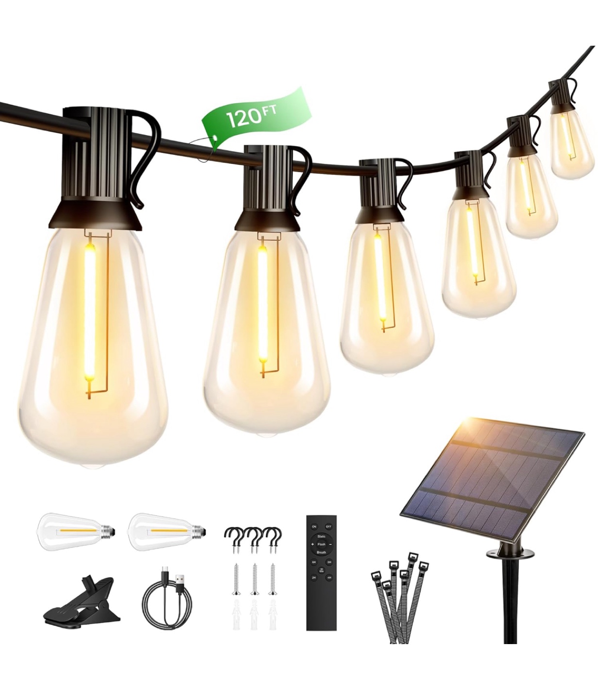 120ft solar string lights