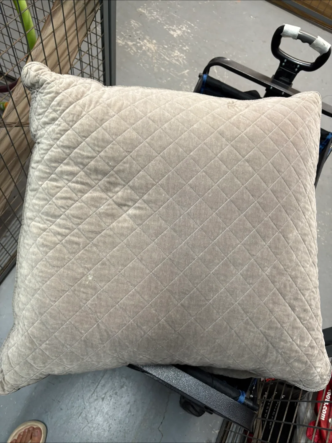 Grey Quilted Throw Feather pillows (Set of 2) thumbnail