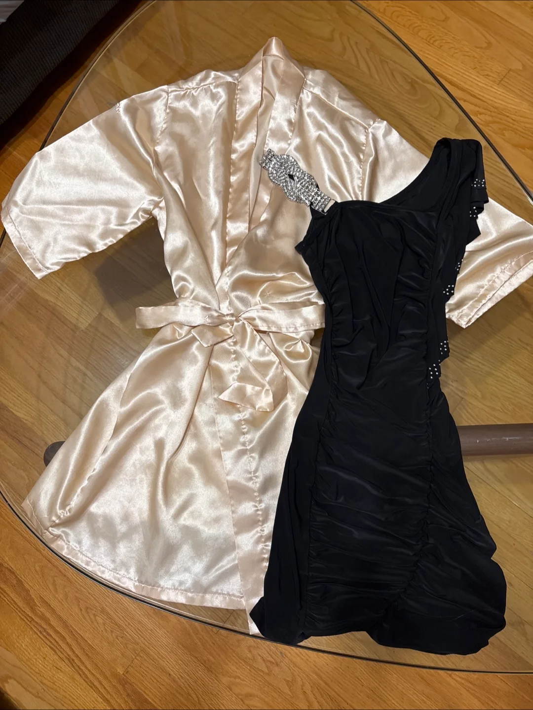 #freecycle Satin Robe+Little Black Dress (xxs) thumbnail