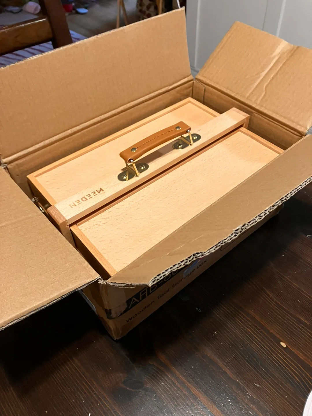 Wooden storage box with drawers image indicator(2)