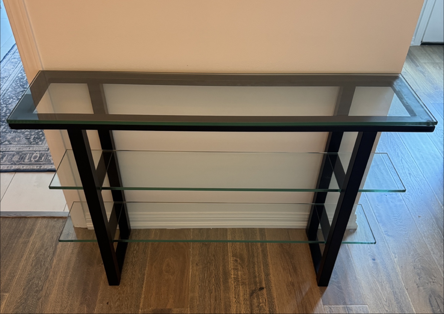 Black Metal & Glass Console Table - photo 2