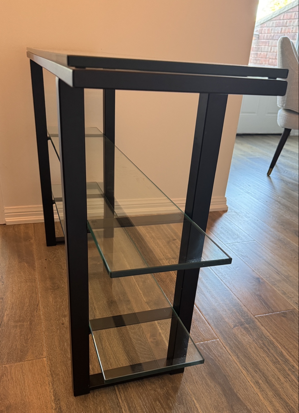 Black Metal & Glass Console Table - photo 3