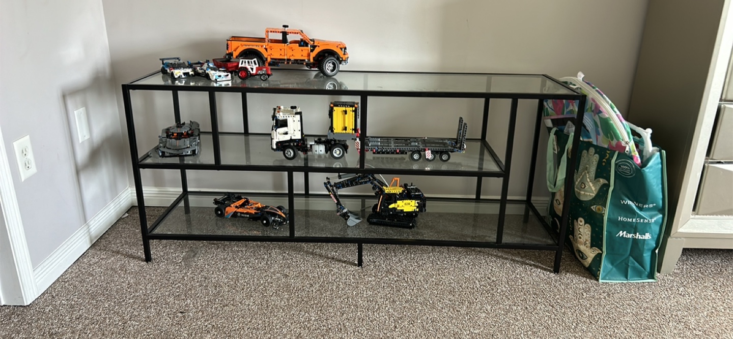 Black Metal and Glass Shelf Unit