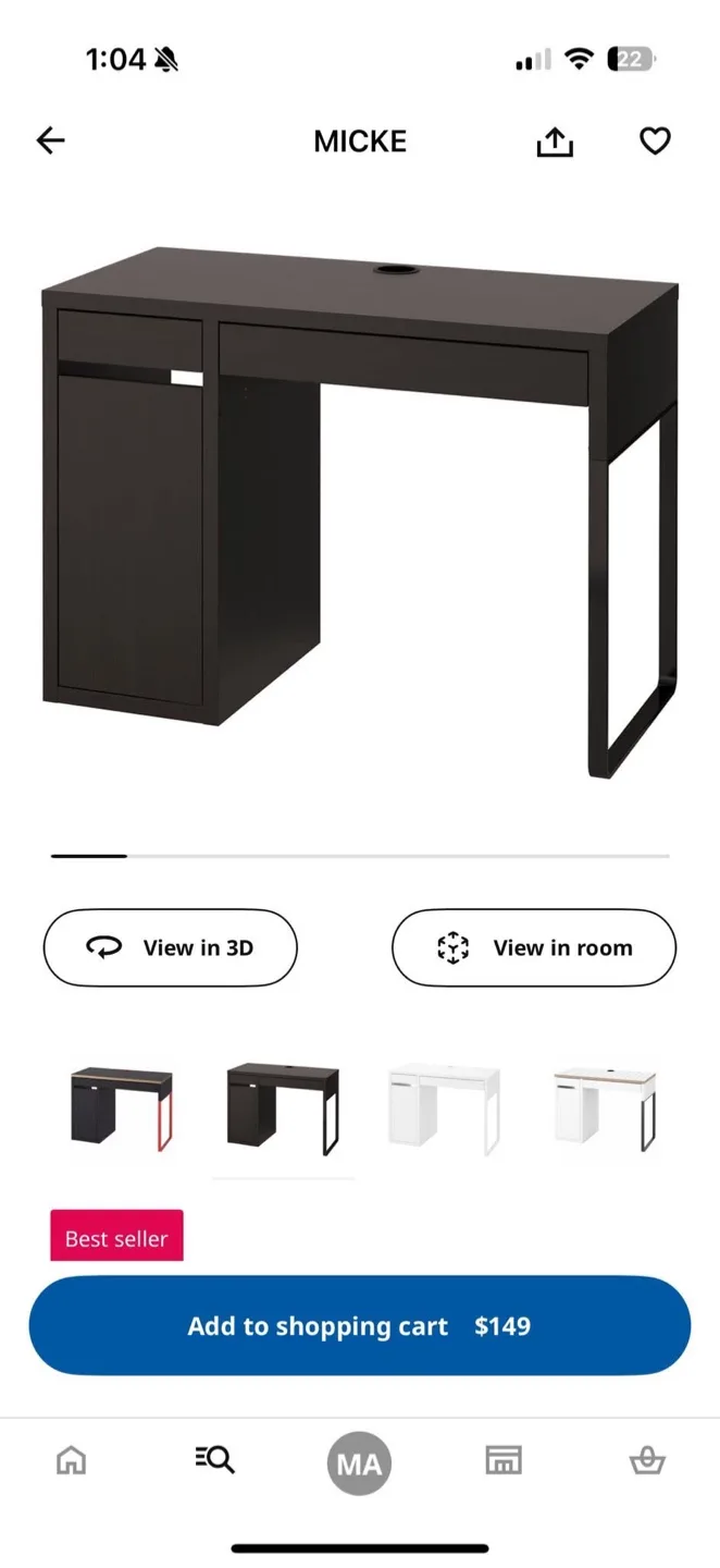 IKEA MICKE Desk - White color thumbnail