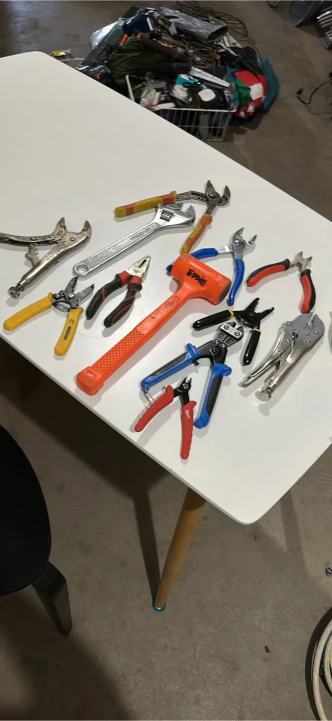 Assorted Tools - Pliers, Wrench, Hammer thumbnail