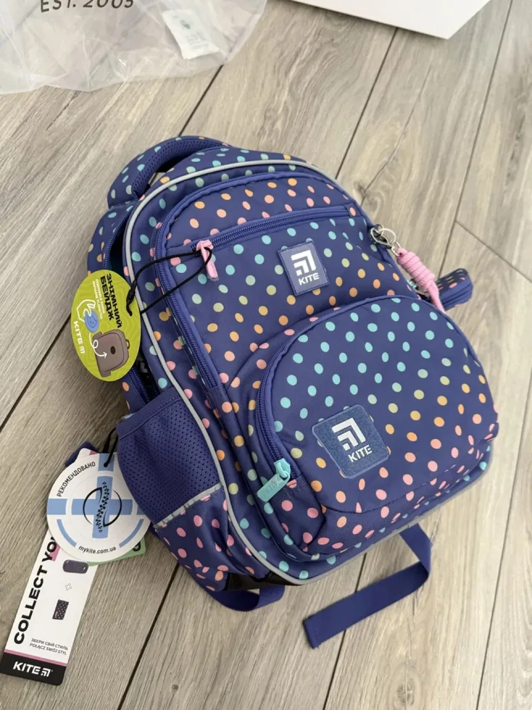 #freecycle Kite Backpack - Blue with Polka Dots thumbnail