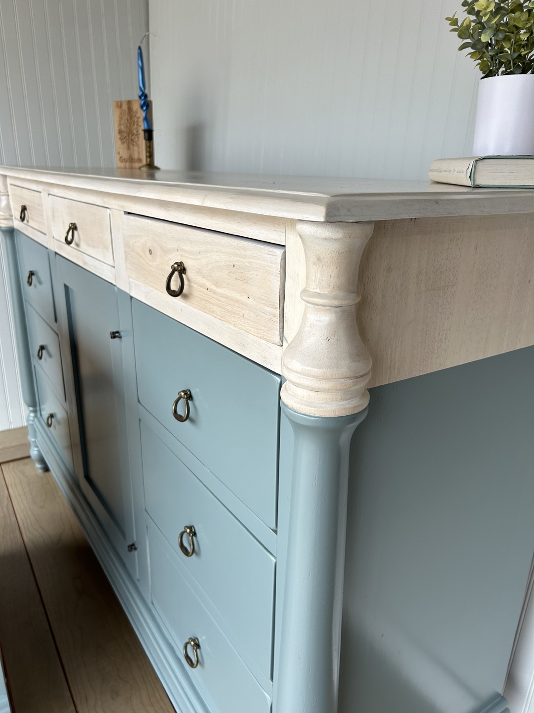 Refinished Solid Wood Dresser with Mirror /Buffet