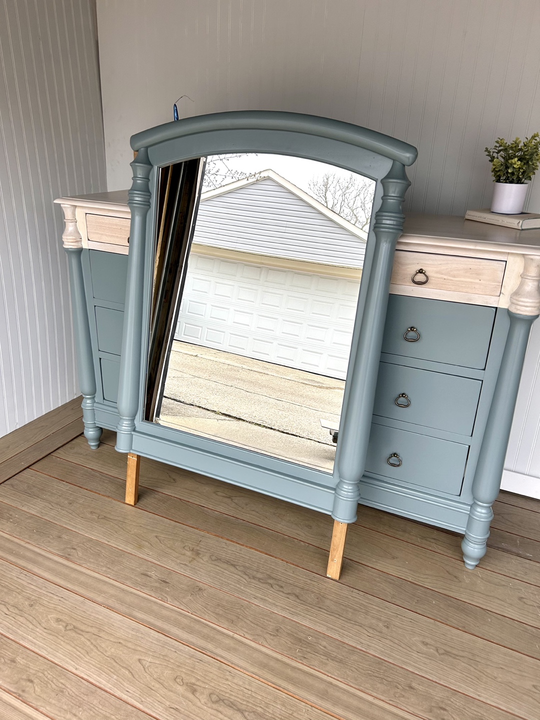 Refinished Solid Wood Dresser with Mirror /Buffet - photo 5